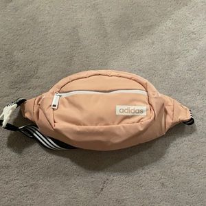 Pink and white adidas Fanny pack